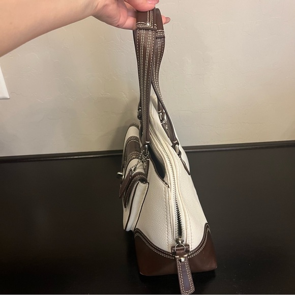 Coach Hampton Brown/Cream Pebbled Leather Satchel limited edition - Picture 4 of 16